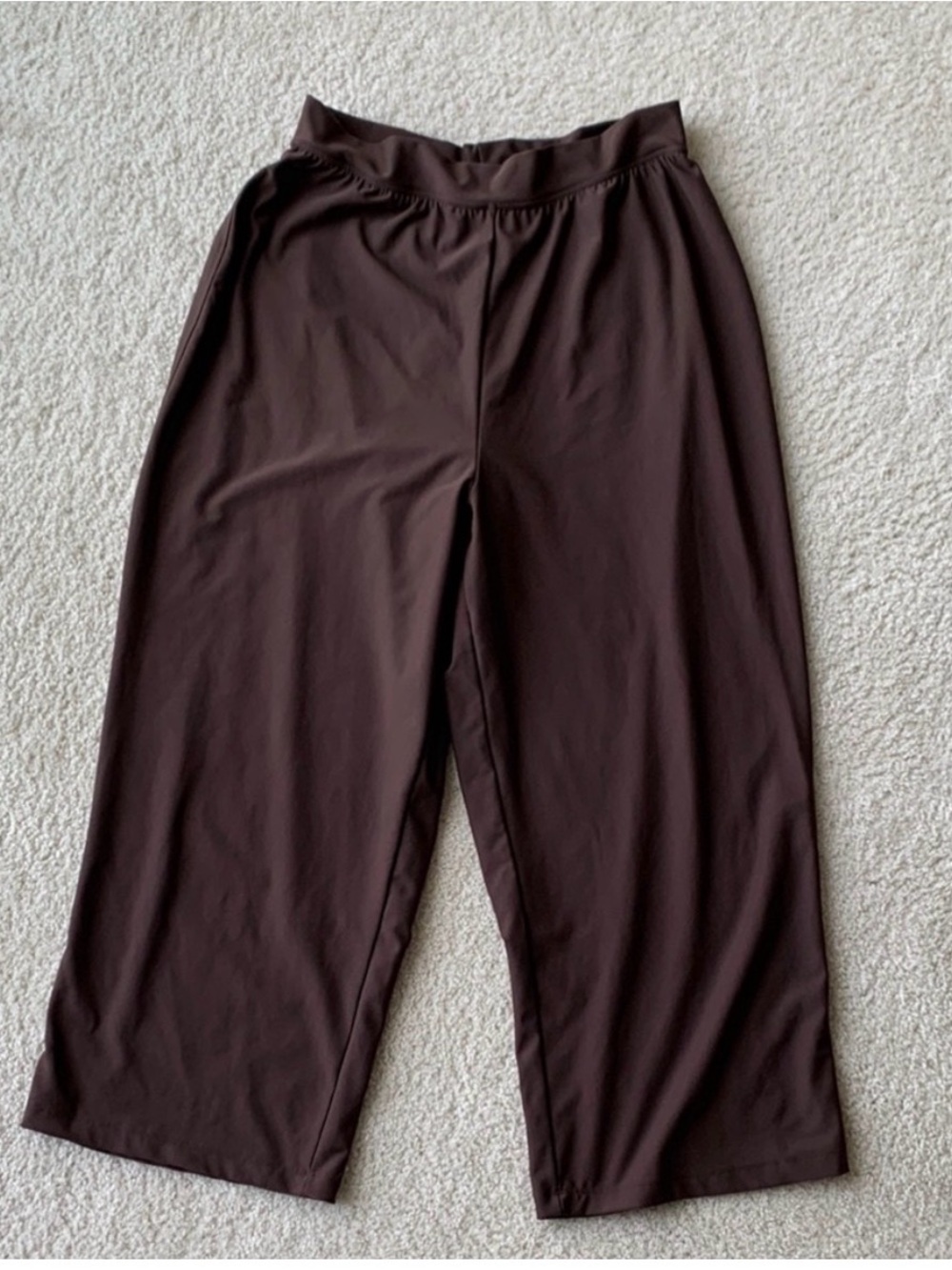 SPANX Chocolate Brown High-Rise Cropped Wide Leg Pants Sz Large